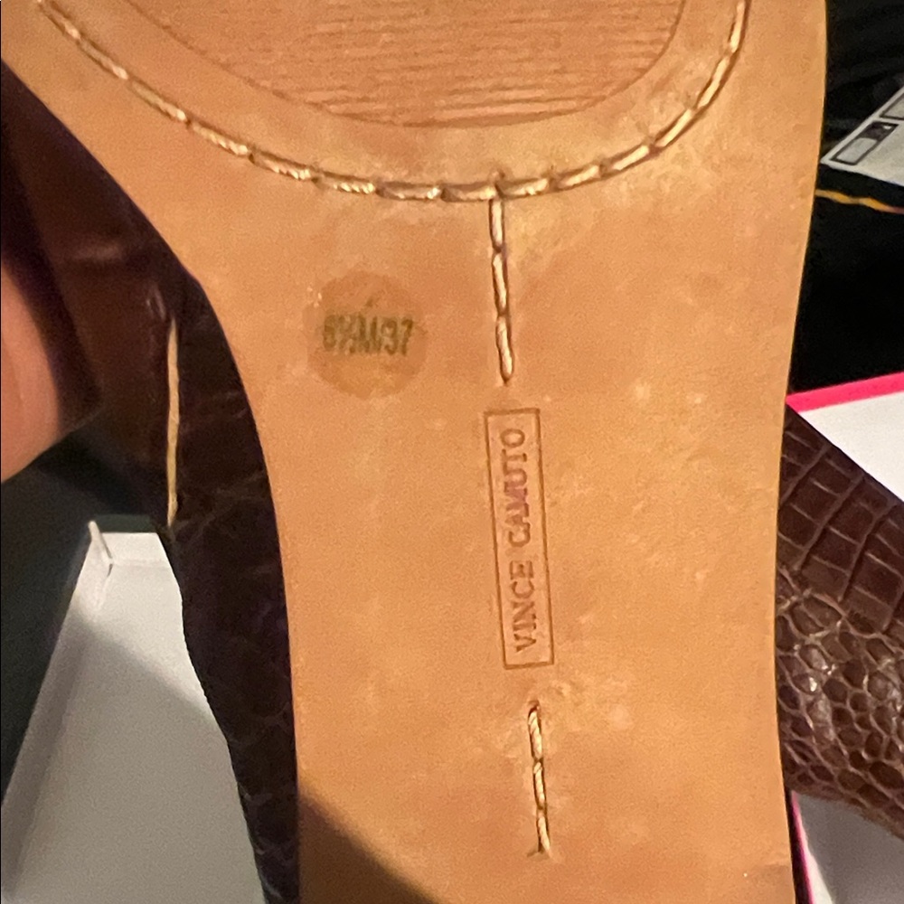 Vince Camuto Dark Brown Croc-Patterned Heeled Boots - Picture 6 of 11